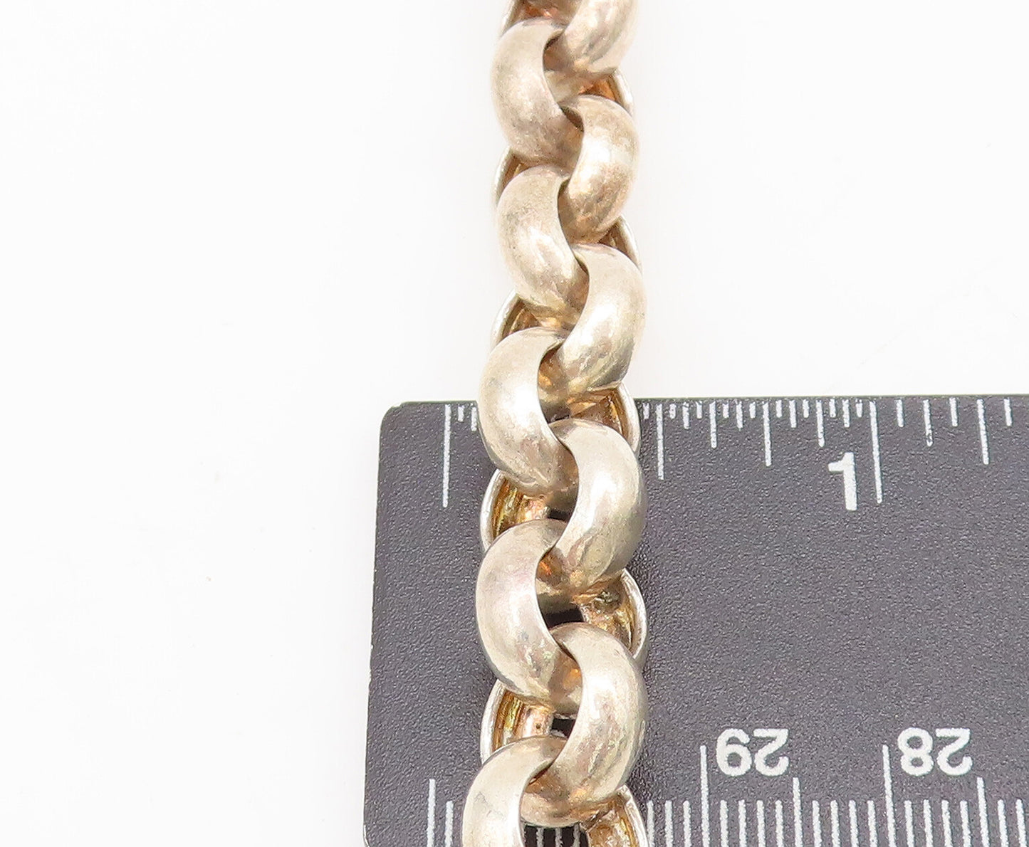 925 Sterling Silver Vintage Heavy Ring Link Toggle Lock Necklace NE4213