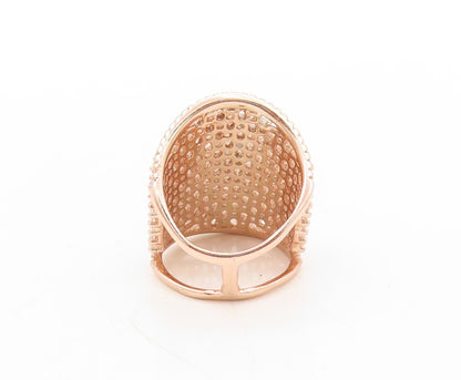925 Sterling Silver Vintage Ring Rose Gold Plated Designer CZ Inlay Sz 7 RG31063