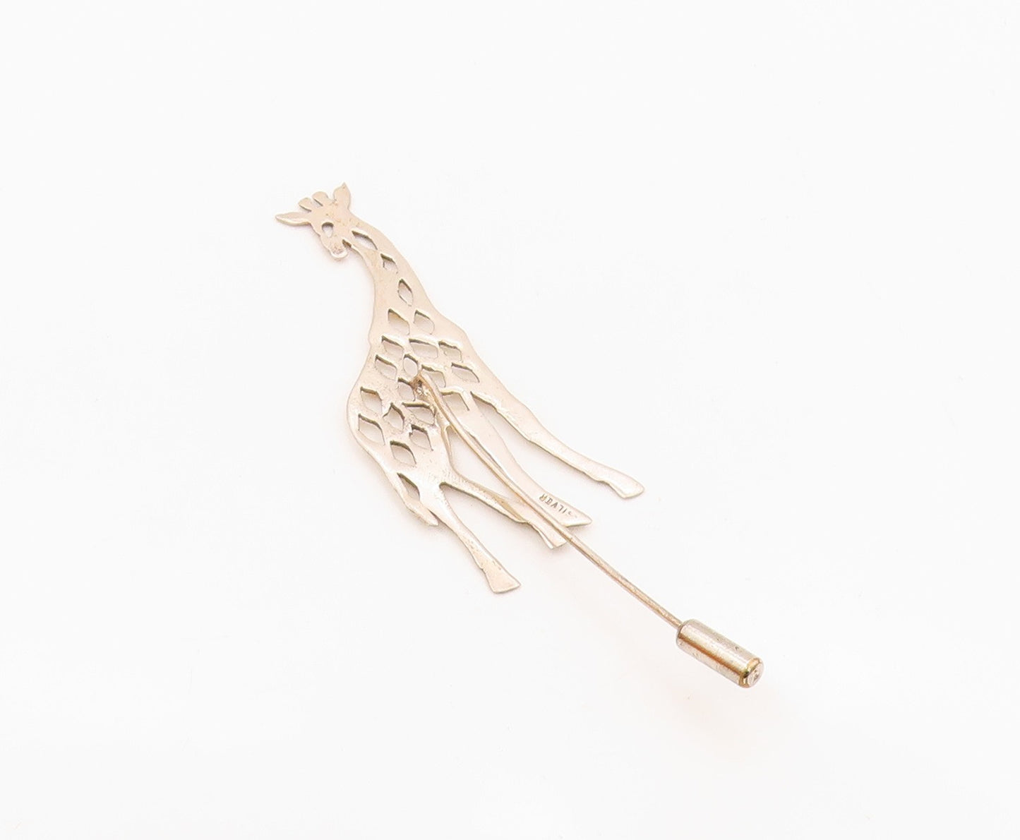 925 Sterling Silver  Vintage Openwork Giraffe Animal Lapel Pin  TR3440