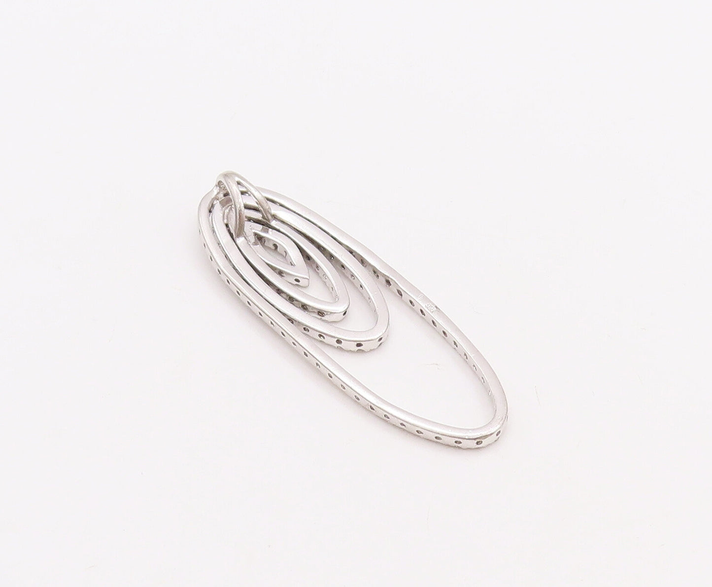 925 Sterling Silver Vintage Pendant Multi CZ Inlay Chain Drop Effect  PT22857