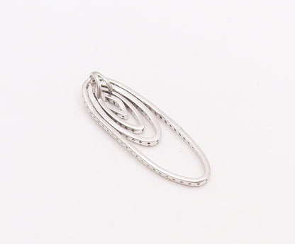 925 Sterling Silver Vintage Pendant Multi CZ Inlay Chain Drop Effect  PT22857