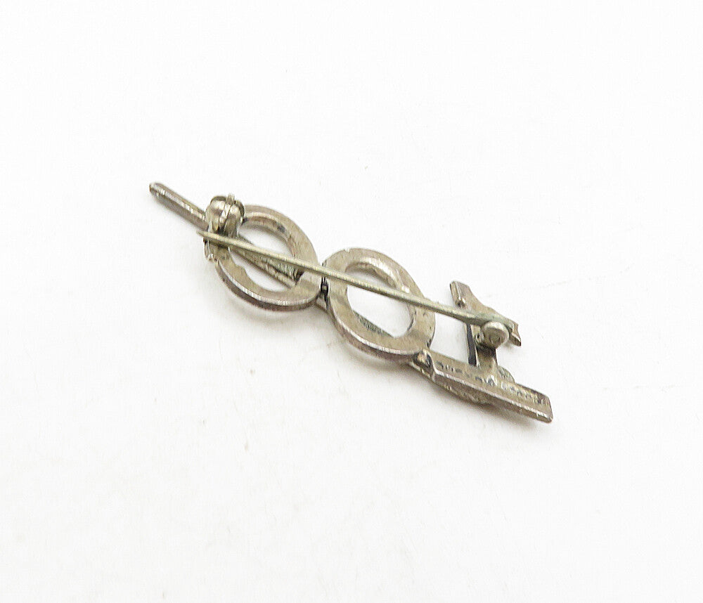 DOSKOW 925 Sterling Silver  Vintage Dark Tone 100 Golf Club Brooch Pin  BP3421