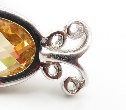 925 Sterling Silver  Faceted Yellow & Red Topaz Butterfly Pendant  PT11951