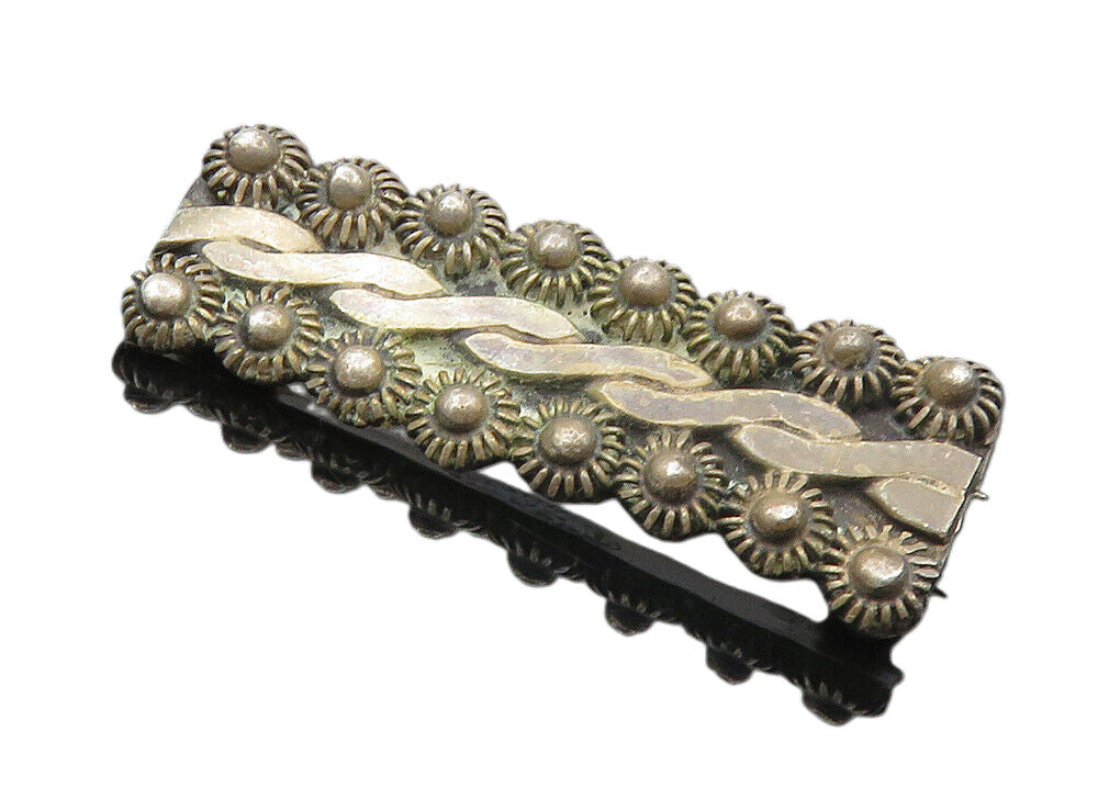 ED MEXICO 925 Sterling Silver  Vintage Dark Tone Wire Twist Brooch Pin  BP3401