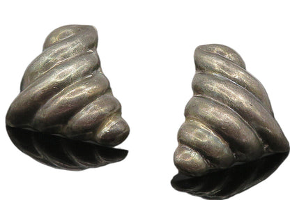 925 Sterling Silver  Vintage Oxidized Hollow Fluted Drop Earrings  EG5917
