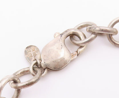 925 Silver  Vintage Hollow Cube Shape Abstract Rolo Chain Necklace  NE3885