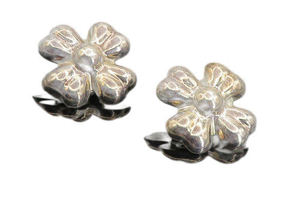 MEXICO 925 Sterling Silver  Vintage Hollow Flower Non Pierce Earrings  EG4476