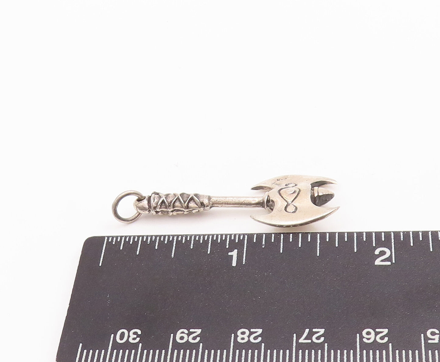 925 Sterling Silver Vintage Pendant Solid Carved Axe Warrior Pendent  PT23280