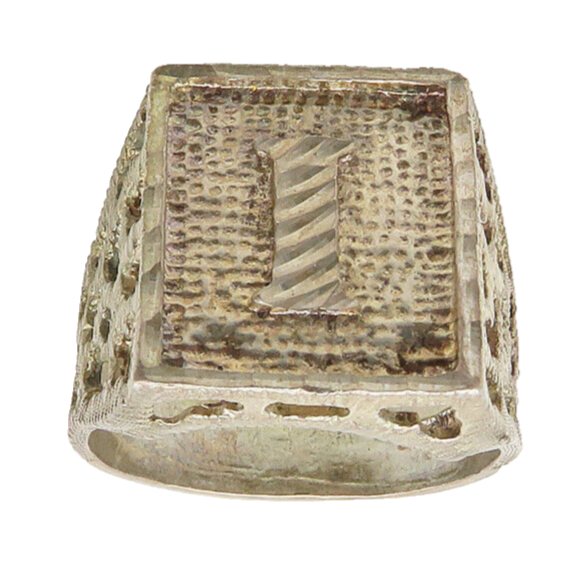 925 Sterling Silver  Vintage Shiny I Initial Square Band Ring Sz 9.5  RG18076