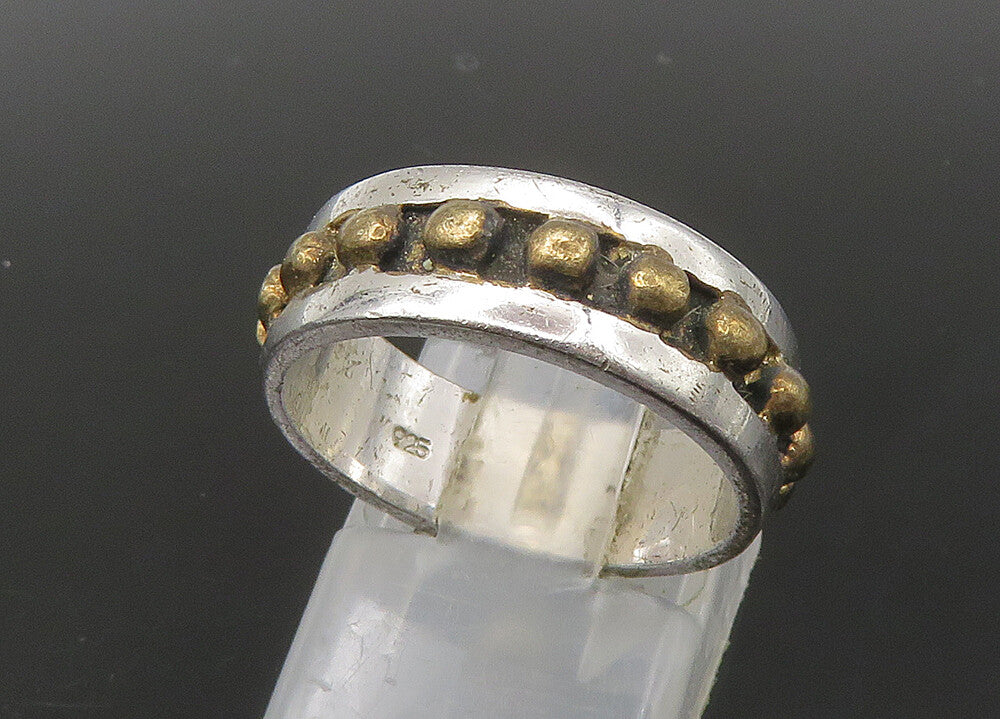 925 Sterling Silver  Vintage Two Tone Spiked Design Band Ring Sz 7  RG22500