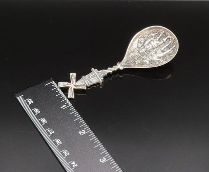 925 Sterling Silver  Vintage Men With Swords Under Windmill House Spoon TR3390