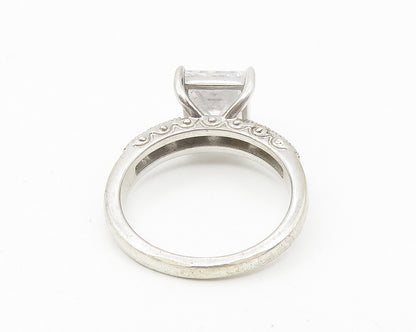 925 Sterling Silver  Cubic Zirconia Solitaire With Accents Ring Sz 7  RG11054