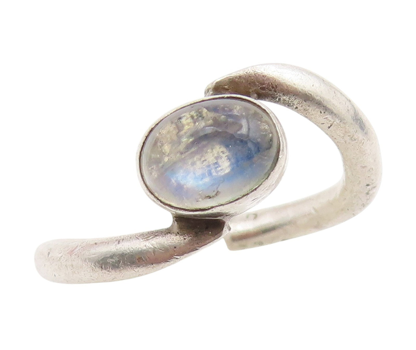 925 Sterling Silver Vintage Ring Cabochon Moonstone Bypass Band  Sz 5.5  RG34068
