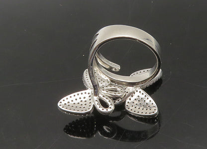 925 Silver  Vintage Shiny Cubic Zirconia Butterflies Band Ring Sz 6  RG22001