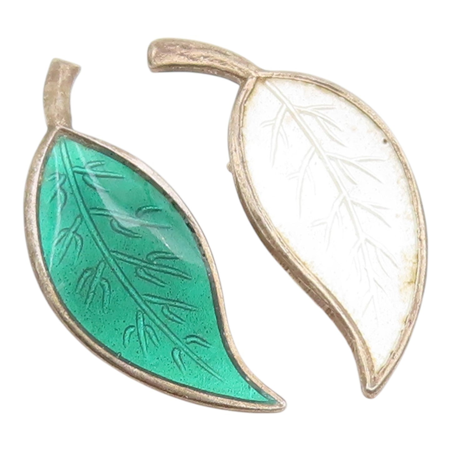 925 Sterling Silver Vintage Earrings DAVID ANDERSEN NORWAY Enamel Leaf  EG14277