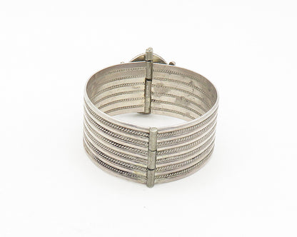 925 Sterling Silver  Vintage Black Onyx Ribbed Twist Bangle Bracelet  BT7498