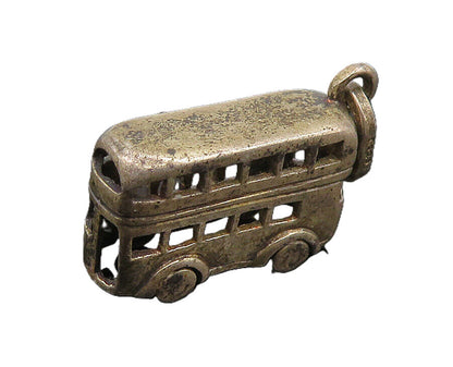 925 Sterling Silver  Vintage Petite Double Decker Bus Pendant  PT19505