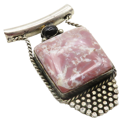 925 Sterling Silver  Vintage Agate & Black Onyx Twist Slide Pendant  PT9983