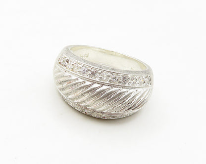 925 Sterling Silver  Vintage White Topaz Fluted Dome Band Ring Sz 6.5  RG17111