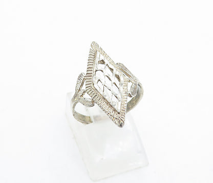 925 Sterling Silver  Vintage Shiny Etched Pointed Band Ring Sz 6.5  RG5223