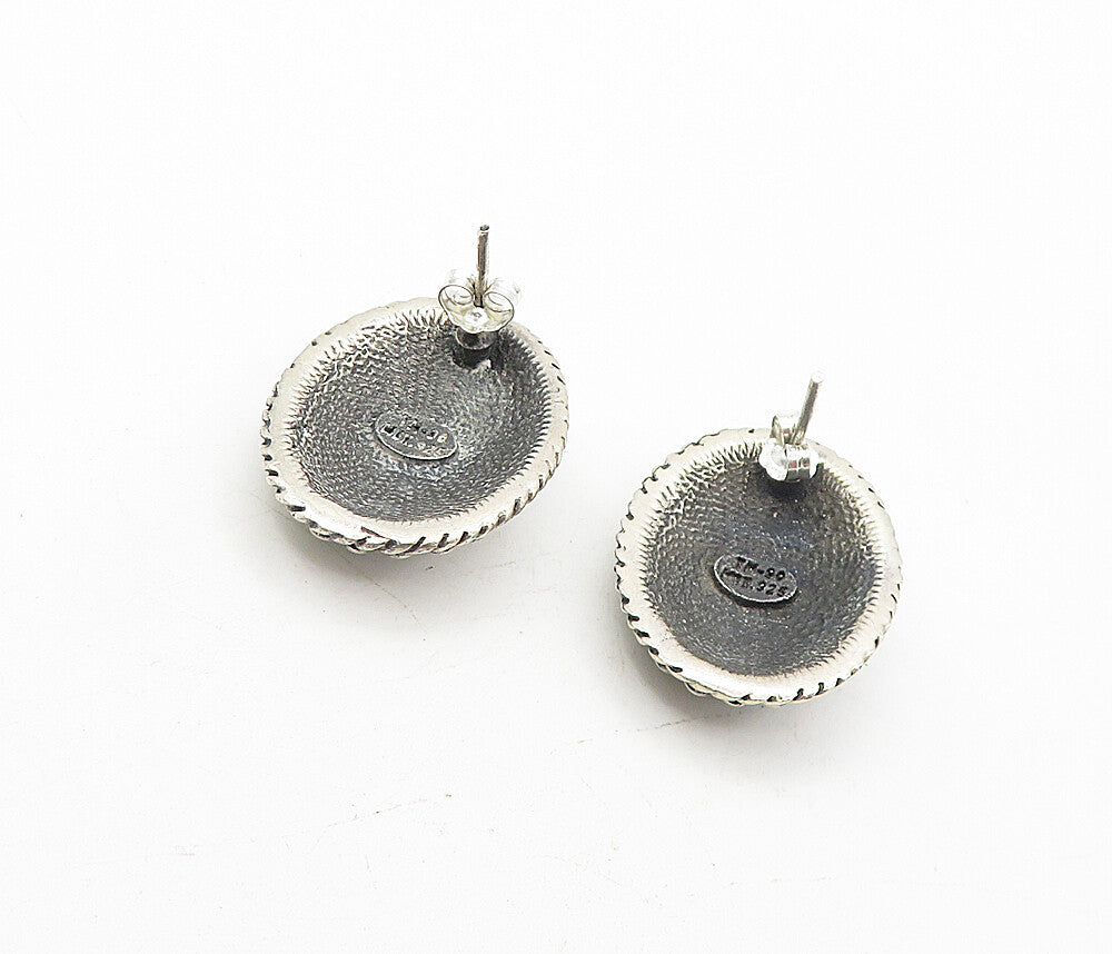 MEXICO 925 Sterling Silver  Vintage Two Tone Oval Twist Drop Earrings  EG3844
