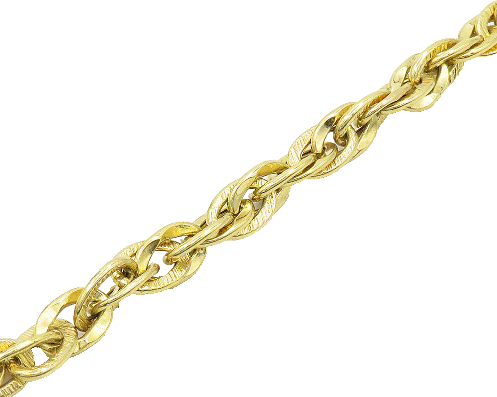925 Sterling Silver  Vintage Shiny Gold Plated Etched Chain Bracelet  BT7564