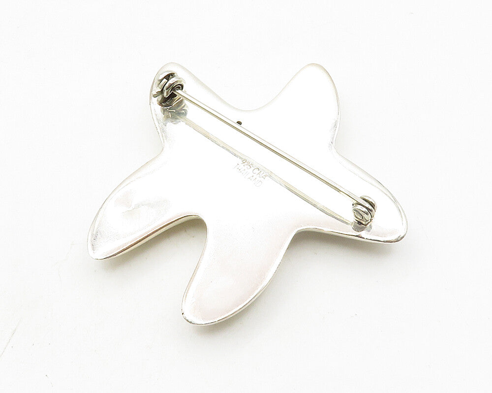 925 Sterling Silver  Shiny Polished Hollow Star Fish Motif Brooch Pin  BP4165