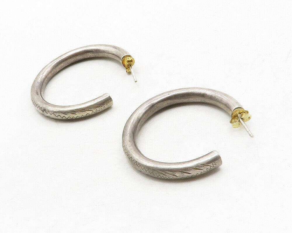 925 Sterling Silver  Vintage Dark Tone Minimalist JHoop Earrings  EG6828