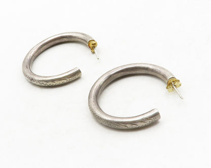 925 Sterling Silver  Vintage Dark Tone Minimalist JHoop Earrings  EG6828