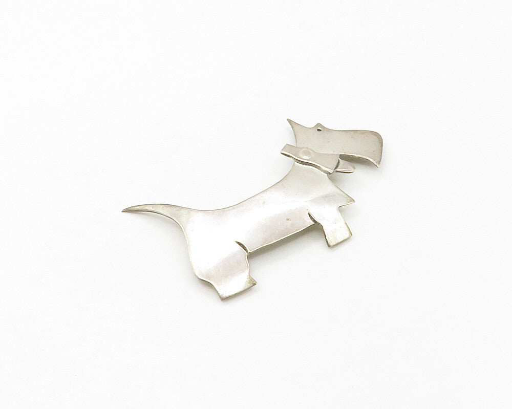 MEXICO 925 Sterling Silver  Vintage Shiny Smooth Dog Motif Brooch Pin  BP6656