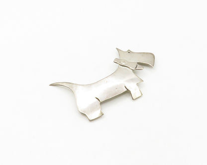 MEXICO 925 Sterling Silver  Vintage Shiny Smooth Dog Motif Brooch Pin  BP6656