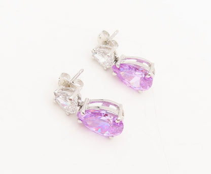 925 Silver  Vintage Two Tone Topaz Water Drop Dangling Earrings  EG12600