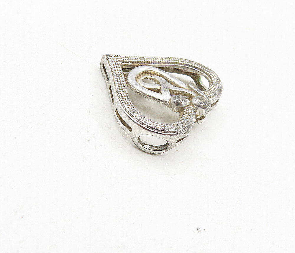 925 Sterling Silver  Vintage Genuine Diamonds Love Heart Slide Pendant  PT7005
