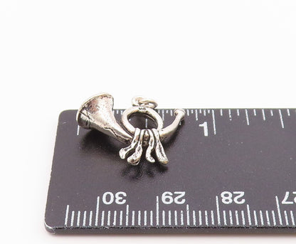 925 Sterling Silver  Vintage Shiny French Horn Petite Pendant  PT18944