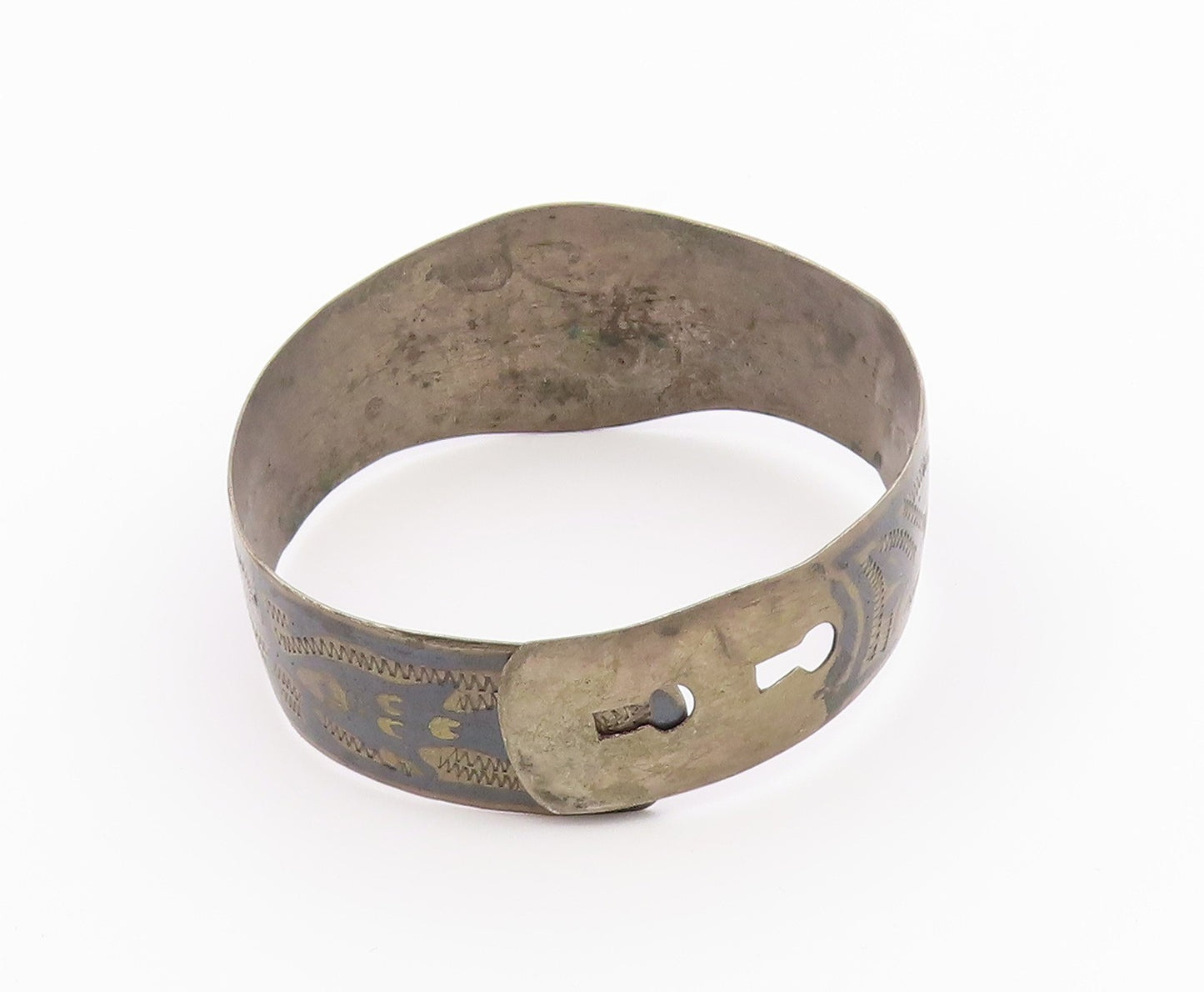 EAST EUROPE 925 Silver  Vintage Antique Etched Floral Bangle Bracelet  BT9576