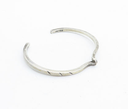MEXICO 925 Silver  Vintage Petite Chiseled Detail Swirl Cuff Bracelet  BT2455