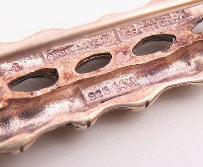 DESIGNER 925 Sterling Silver  Vintage Petite Double Bamboo Brooch Pin  BP9076