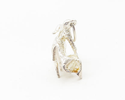 925 Sterling Silver  Vintage Shiny Petite Bull & Rider Drop Pendant  PT8799