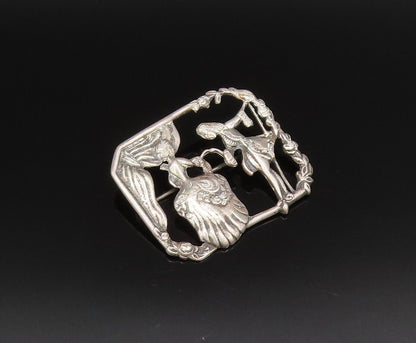 PERU 925 Silver  Vintage Antique Royal Dancing Cutout Brooch Pin  BP9876