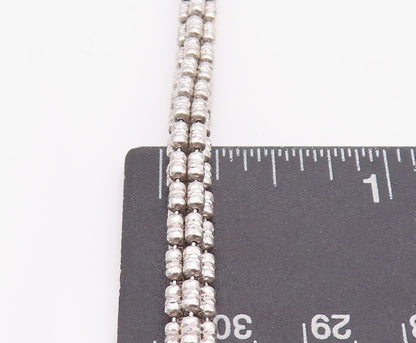 925 Sterling Silver Vintage Necklace Designer Beaded Cuboids Carved Chain NE4334