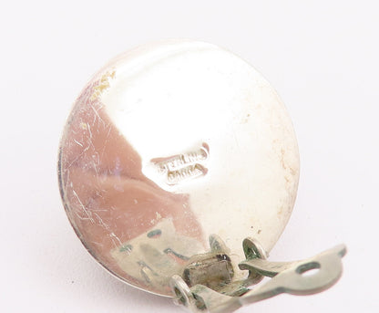 925 Sterling Silver Vintage Earrings BARRA Large Pearl Halo Carved Ring  EG12942