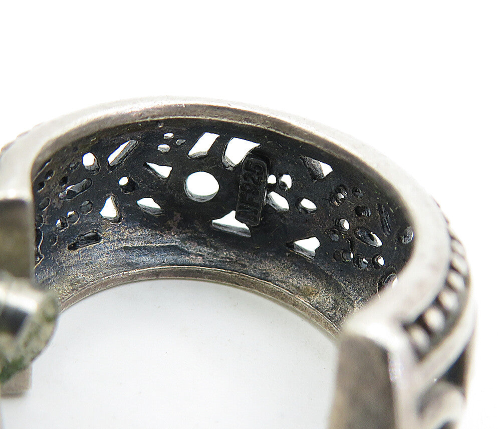 925 Sterling Silver  Vintage Dark Tone Open Floral JHoop Earrings  EG2425