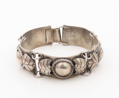925 Sterling Silver Vintage Bracelet TAXCO Antique Floral Design Carved  BT10821