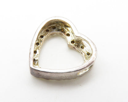 925 Sterling Silver  Vintage Petite Topaz Open Love Heart Pendant  PT11319