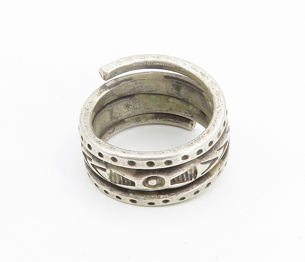 925 Sterling Silver  Vintage Antique Arrow Pattern Band Ring Sz 5.5  RG8603