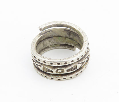 925 Sterling Silver  Vintage Antique Arrow Pattern Band Ring Sz 5.5  RG8603