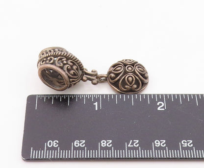 925 Sterling Silver  Vintage Dark Tone Pretzel Swirl Floral Pendant  PT19797
