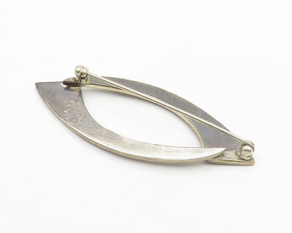 MEXICO 925 Sterling Silver  Vintage Dark Tone Smooth Open Brooch Pin  BP5172