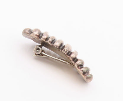 925 Sterling Silver Vintage Earrings Designer Dark Tone Cocoon Carved  EG13458