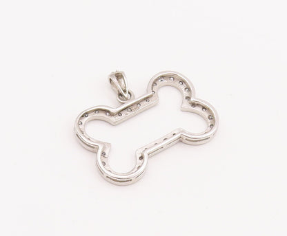 925 Sterling Silver Vintage Pendant Minimalist Bone Topaz Beaded Cutout  PT22846